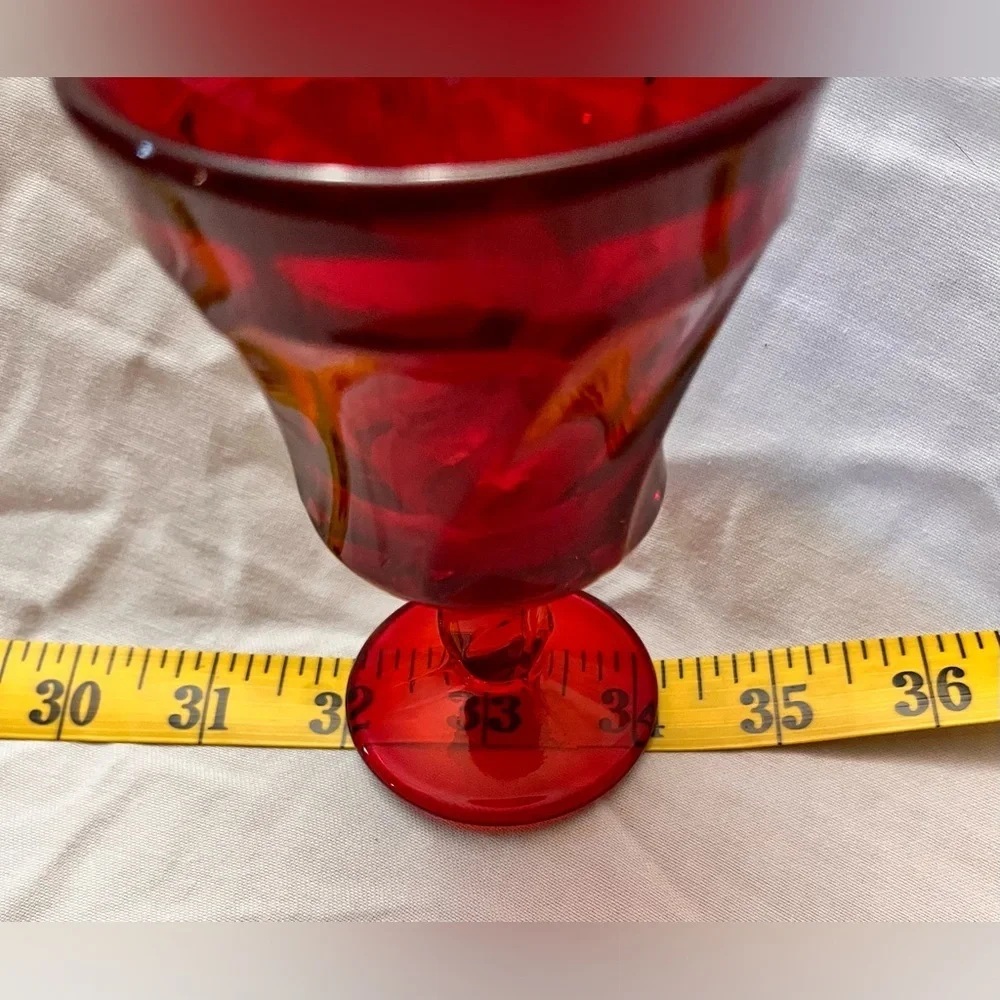 VTG Fostoria Jamestown Ruby Red Champagne Tall Sherbet Glasses Set of 4 Swirl